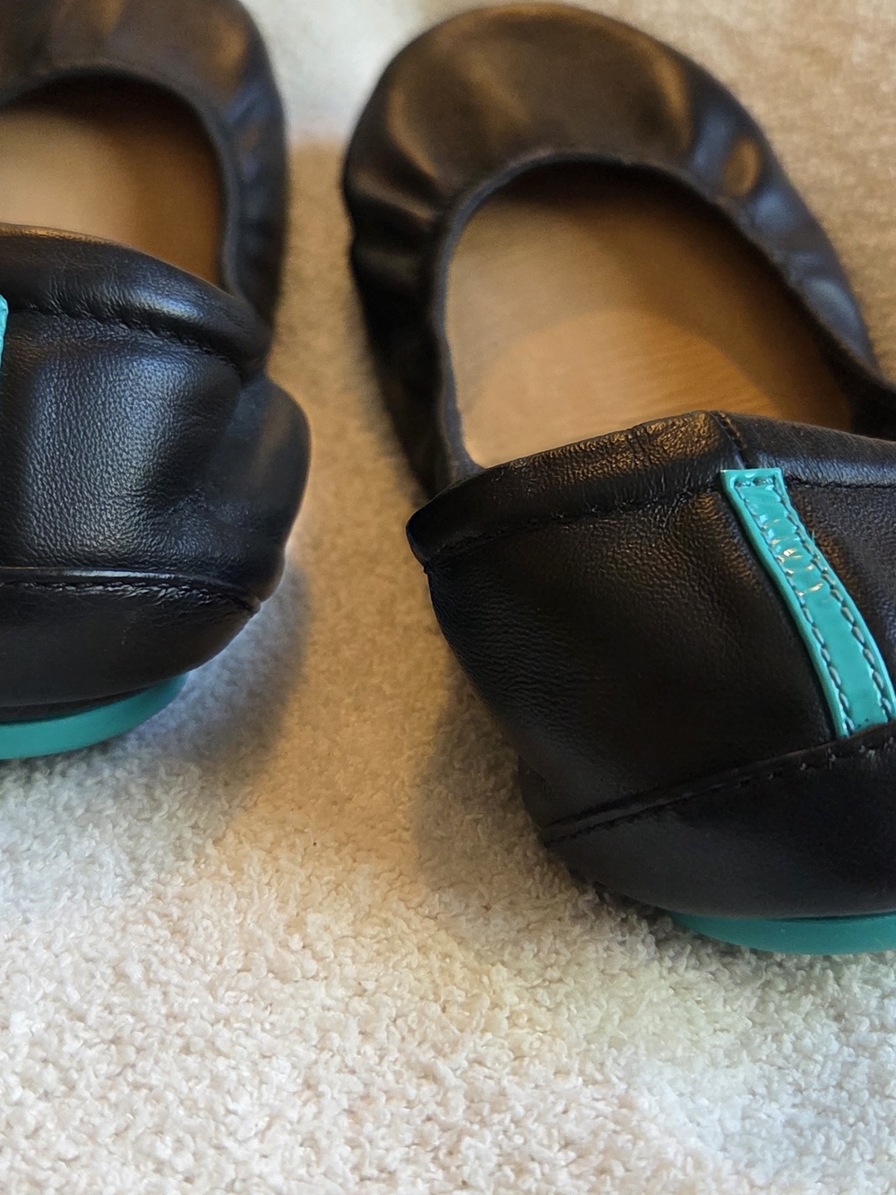 Tieks Navy Blue Leather Ballet Flats with Teal Accent - Picture 3 of 7